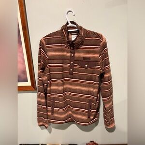Cinch Brown and Pink Striped Women's Pullover Sweater